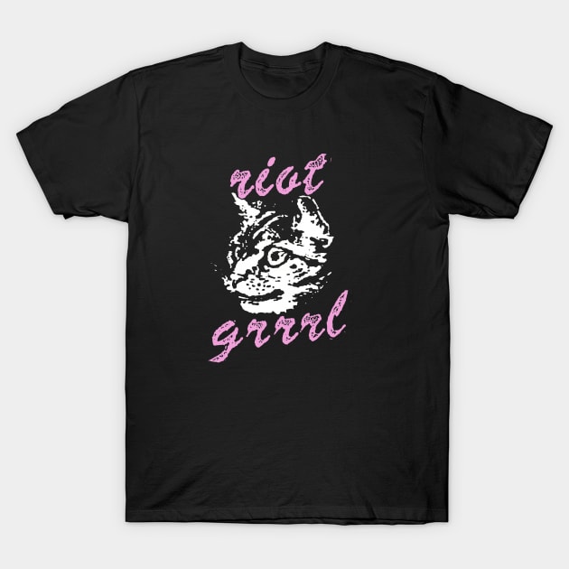 Riot Grrrl t shirt cat T-Shirt by TeeFection
